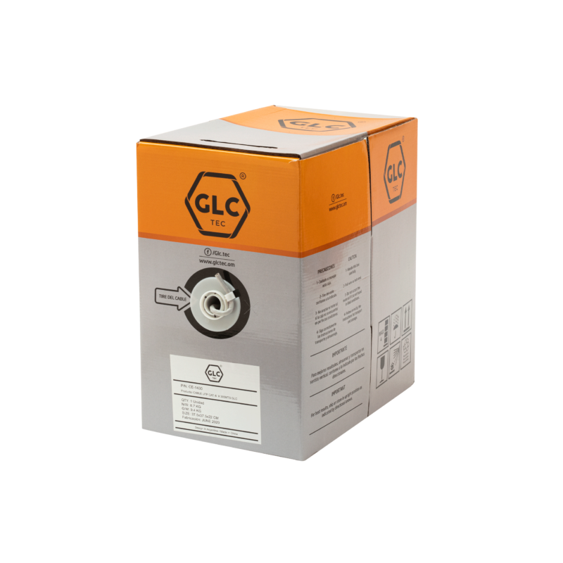 GLC-CE-1432 - CABLE UTP CAT6 100% COBRE EXTERIOR X 305 MTS GLC MAX 24 AWG 0,50MM  NEGRO, PROTECCION UV